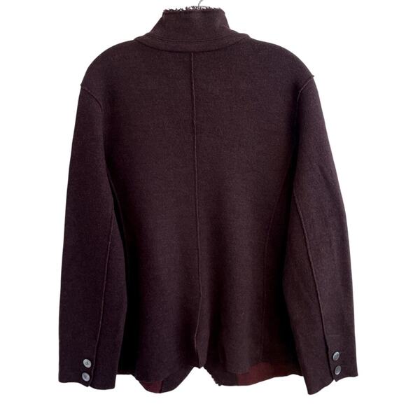 Eileen Fisher Sz 2X Sweater Blazer Maroon Felted Wool Lagenlook Layering - Picture 2 of 15
